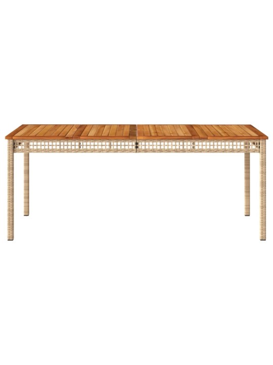 Sodo stalas, smėlio, 180x90x75cm, poliratanas/akacijos mediena