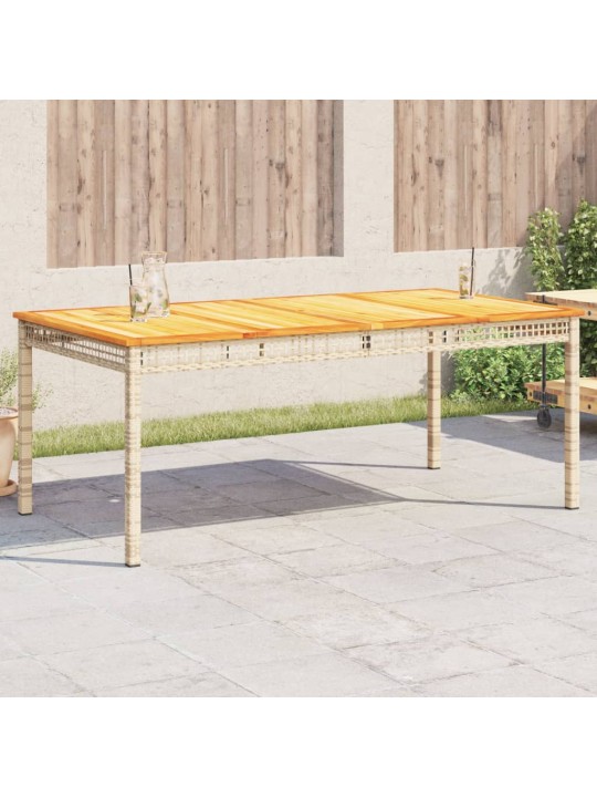 Sodo stalas, smėlio, 180x90x75cm, poliratanas/akacijos mediena