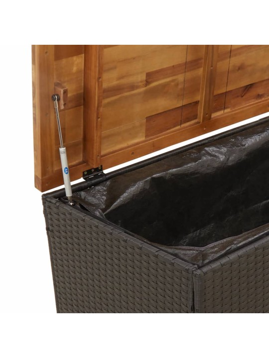 Sodo daiktadėžė, juoda, 110x55x63cm, poliratanas ir akacija
