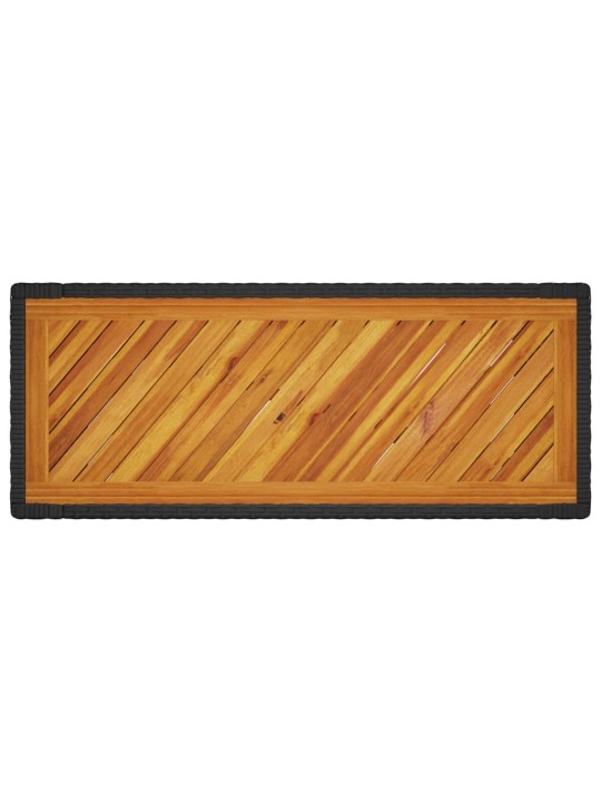 Stalas su mediniu stalviršiu, juodas, 100x40x75cm, poliratanas