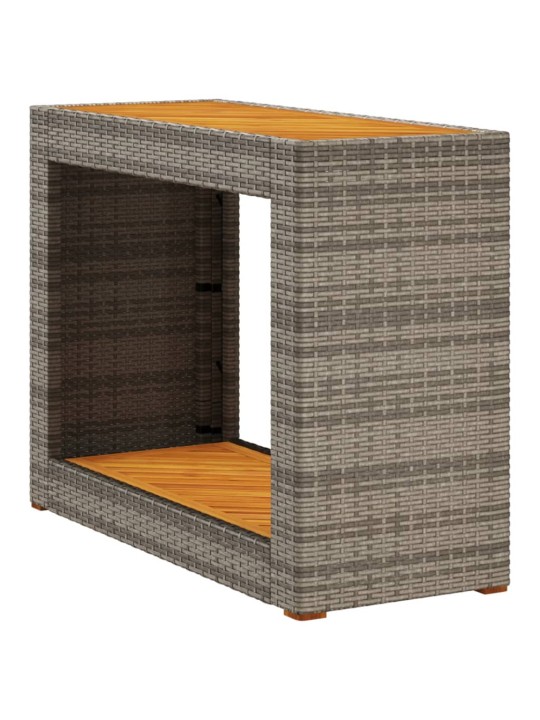 Stalas su mediniu stalviršiu, pilkas, 100x40x75cm, poliratanas