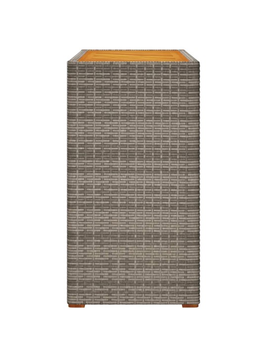 Stalas su mediniu stalviršiu, pilkas, 100x40x75cm, poliratanas