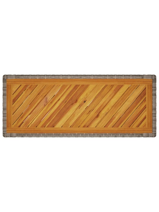 Stalas su mediniu stalviršiu, pilkas, 100x40x75cm, poliratanas