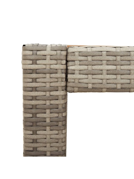 Stalas su mediniu stalviršiu, pilkas, 100x40x75cm, poliratanas