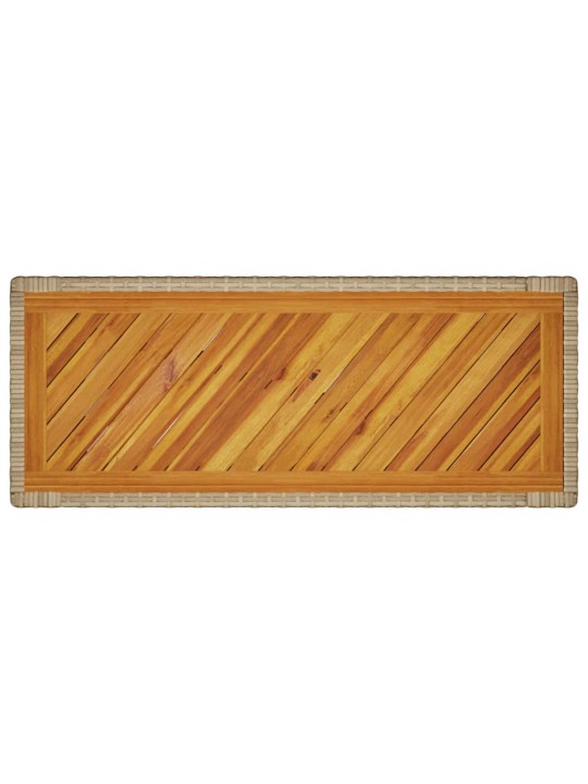 Stalas su mediniu stalviršiu, smėlio, 100x40x75cm, poliratanas