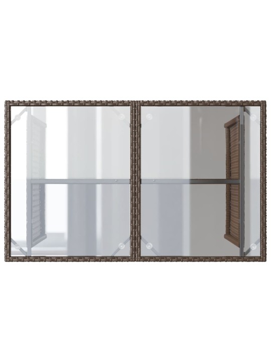 Stalas su stikliniu stalviršiu, rudas, 110x68x70cm, poliratanas