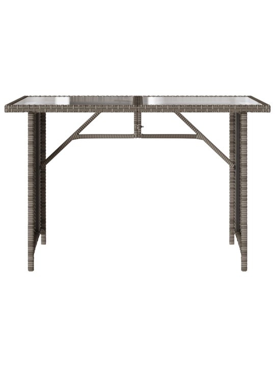 Stalas su stikliniu stalviršiu, pilkas, 110x68x70cm, PE ratanas