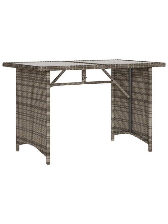 Stalas su stikliniu stalviršiu, pilkas, 110x68x70cm, PE ratanas