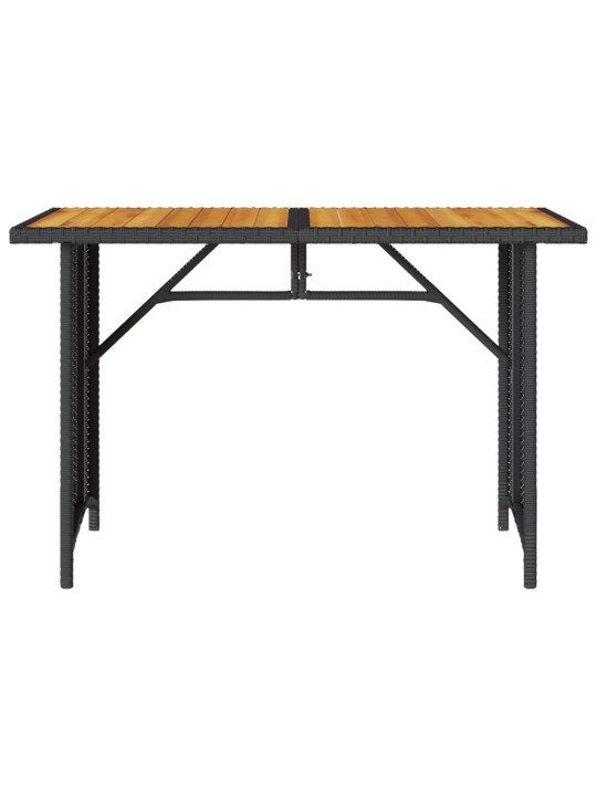 Stalas su mediniu stalviršiu, juodas, 110x68x70cm, poliratanas