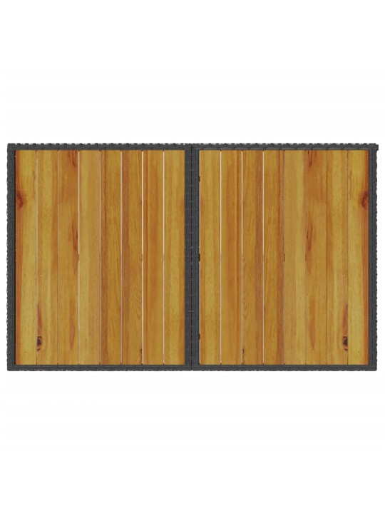 Stalas su mediniu stalviršiu, juodas, 110x68x70cm, poliratanas