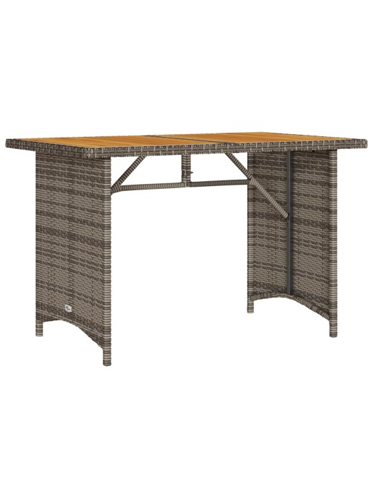 Stalas su mediniu stalviršiu, pilkas, 110x68x70cm, poliratanas
