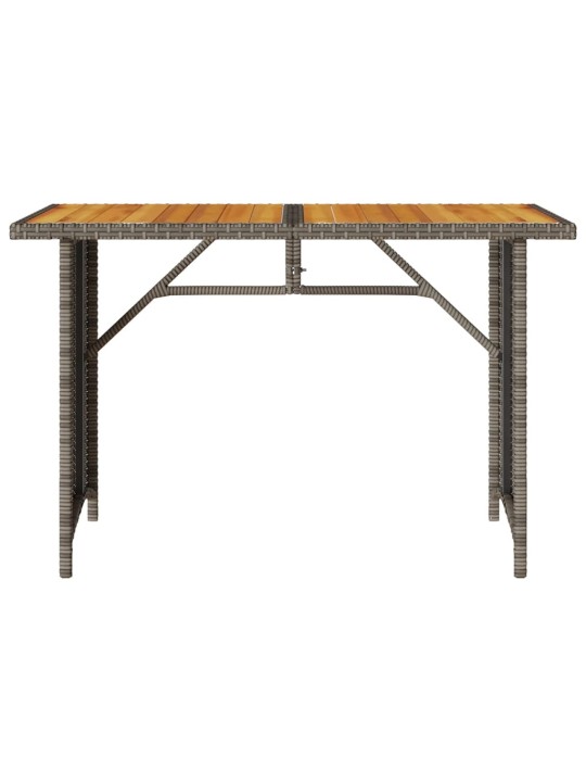 Stalas su mediniu stalviršiu, pilkas, 110x68x70cm, poliratanas