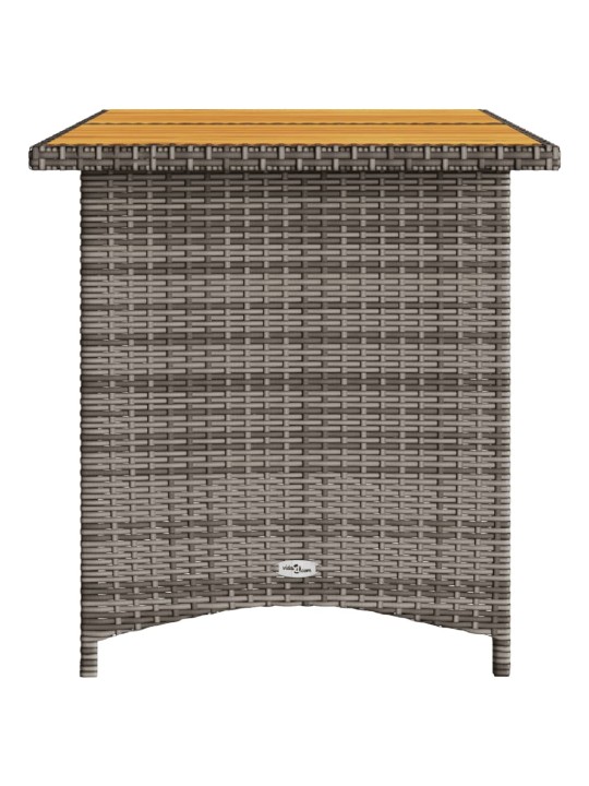 Stalas su mediniu stalviršiu, pilkas, 110x68x70cm, poliratanas