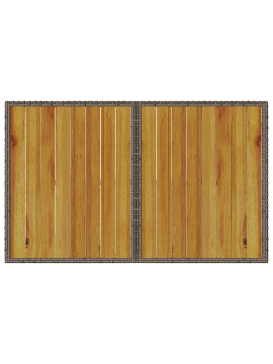 Stalas su mediniu stalviršiu, pilkas, 110x68x70cm, poliratanas