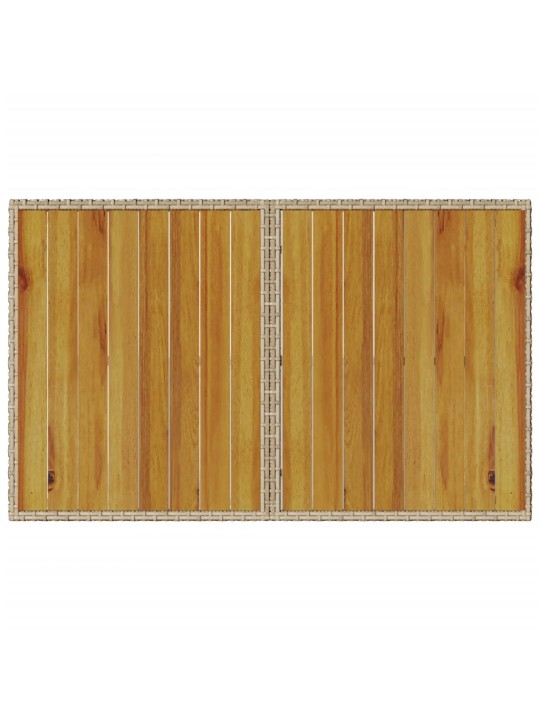 Stalas su mediniu stalviršiu, smėlio, 110x68x70cm, poliratanas