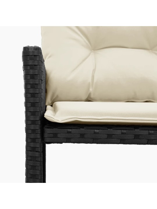 Sodo sofa su stalu/pagalvėlėmis, juoda, poliratanas, L formos