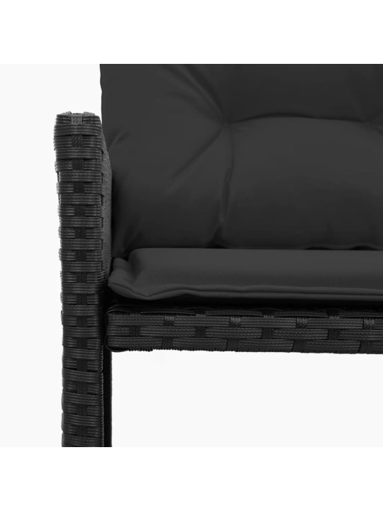 Sodo sofa su stalu/pagalvėlėmis, juoda, poliratanas, L formos