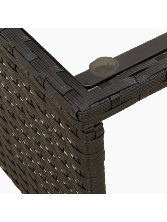 Sodo sofa su stalu/pagalvėlėmis, juoda, poliratanas, L formos