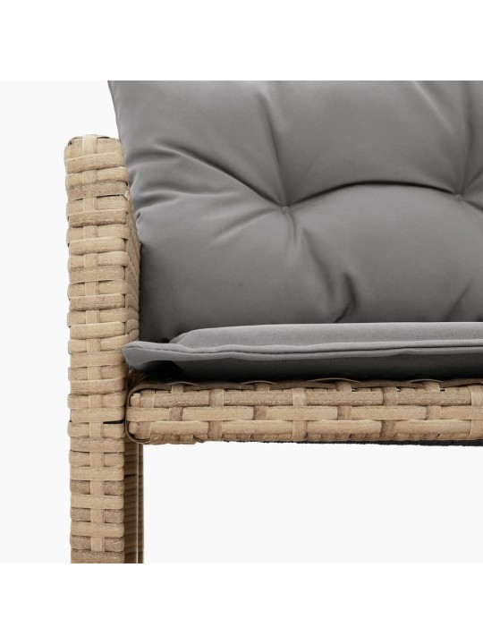 Sodo sofa su stalu/pagalvėlėmis, smėlio, poliratanas, L formos