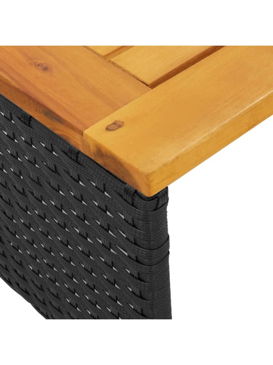 Sodo sofa su stalu/pagalvėlėmis, juoda, poliratanas, L formos