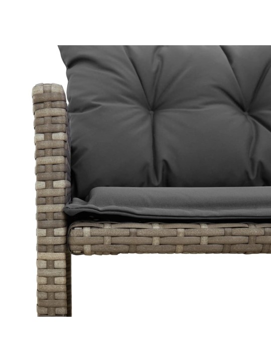 Sodo sofa su stalu/pagalvėlėmis, pilka, poliratanas, L formos