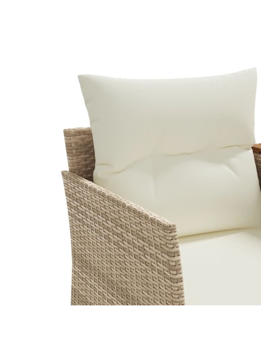 Dvivietė sodo sofa su taburetėmis, smėlio spalvos, poliratanas