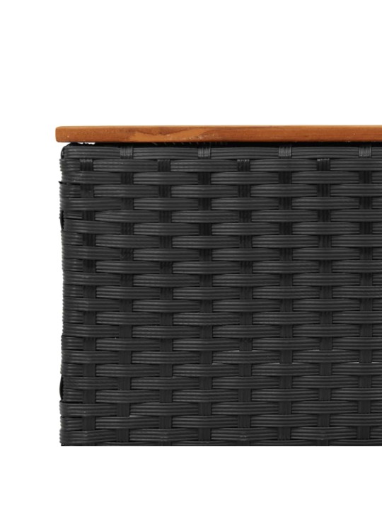 Trivietė sodo sofa su pagalvėlėmis, juodos spalvos, poliratanas