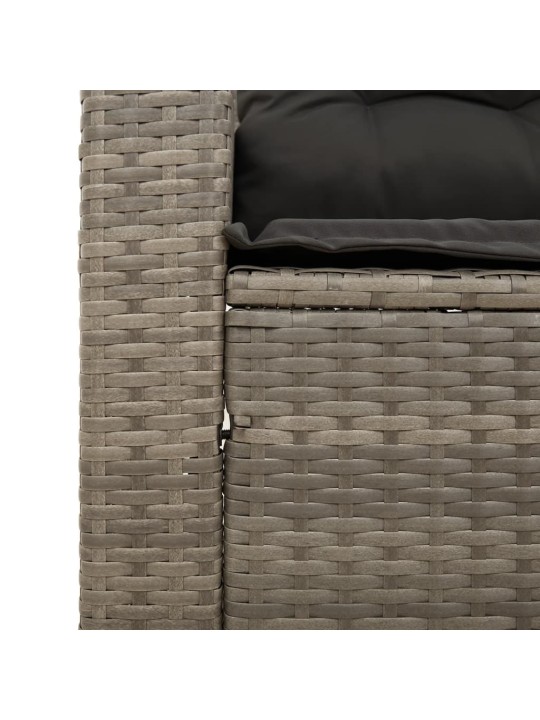 Trivietė sodo sofa su pagalvėlėmis, pilkos spalvos, poliratanas