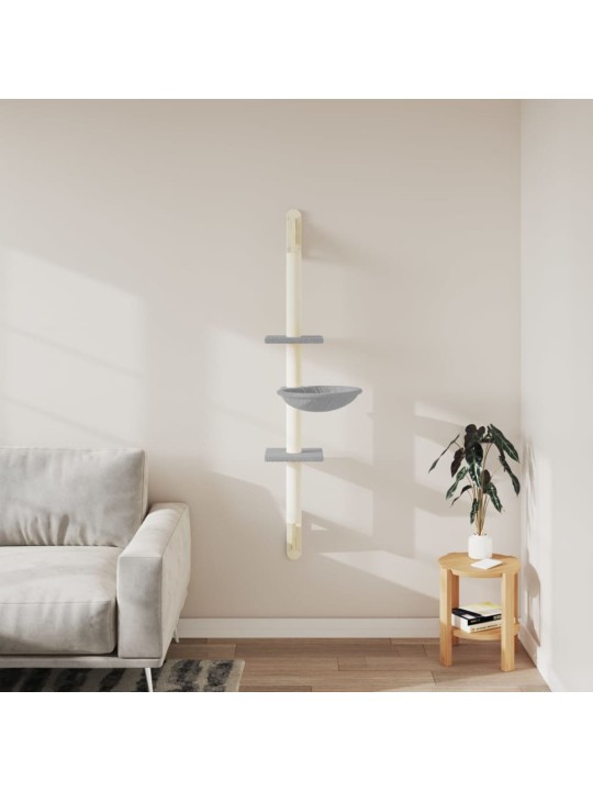 Draskyklė katėms su draskymo stovu, šviesiai pilka, 142,5cm