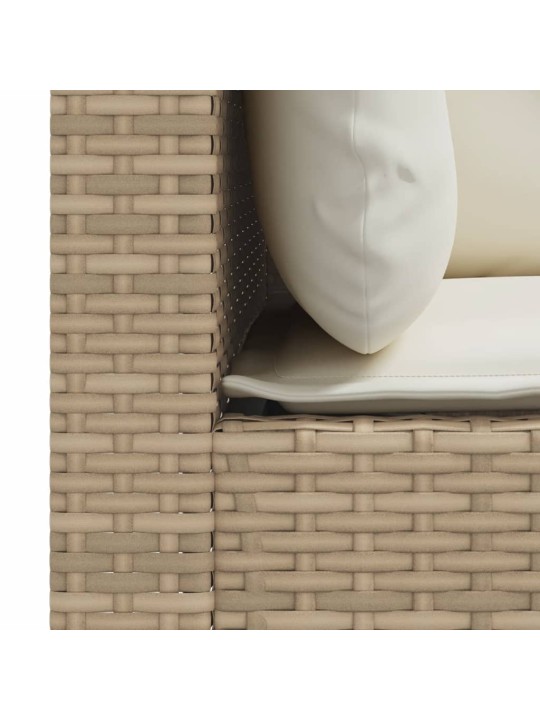 Trivietė sodo sofa su pagalvėlėmis, smėlio spalvos, poliratanas