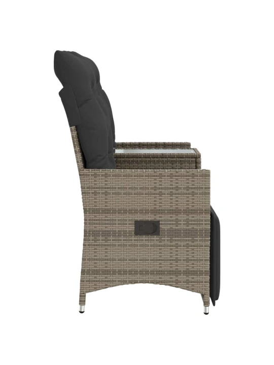 Atlošiama dvivietė sodo sofa su staliuku, pilka, poliratanas
