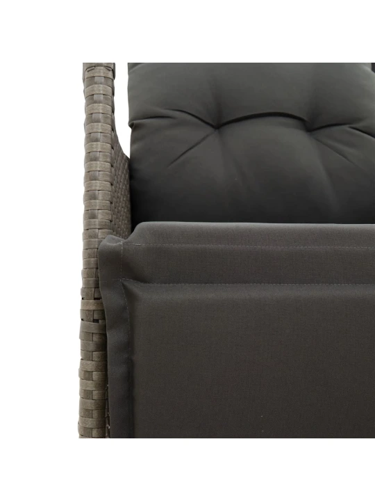 Atlošiama dvivietė sodo sofa su staliuku, pilka, poliratanas