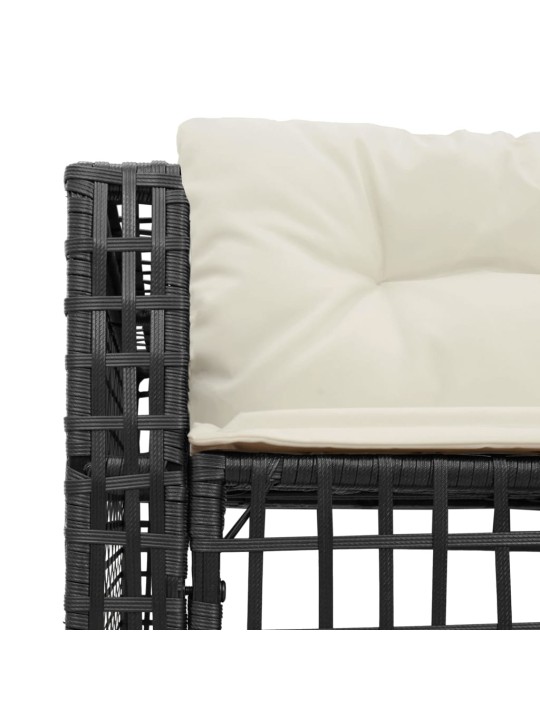 Sodo sofa su pagalvėlėmis ir pakojomis, juoda, poliratanas