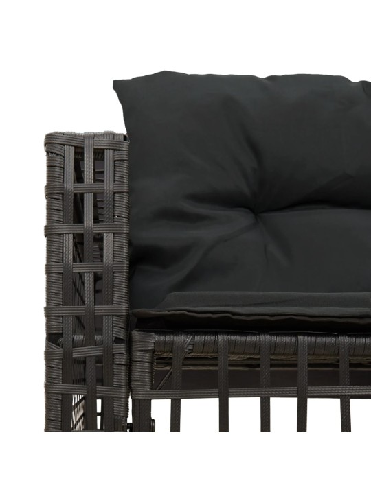 Sodo sofa su pagalvėlėmis ir pakojomis, juoda, poliratanas