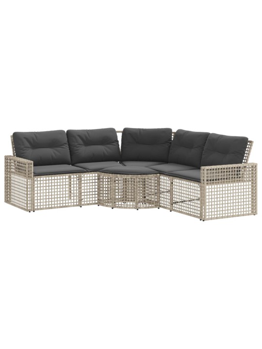 Sodo sofa su pagalvėlėmis ir pakoja, pilka, poliratanas