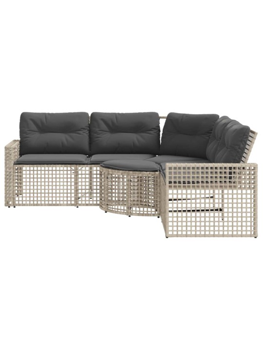 Sodo sofa su pagalvėlėmis ir pakoja, pilka, poliratanas