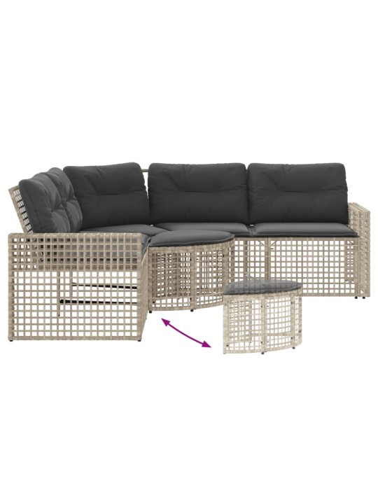 Sodo sofa su pagalvėlėmis ir pakoja, pilka, poliratanas