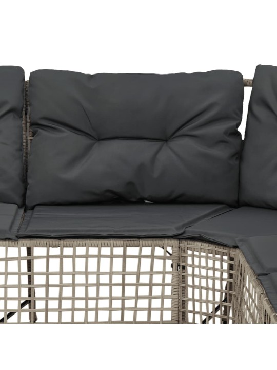 Sodo sofa su pagalvėlėmis ir pakoja, pilka, poliratanas