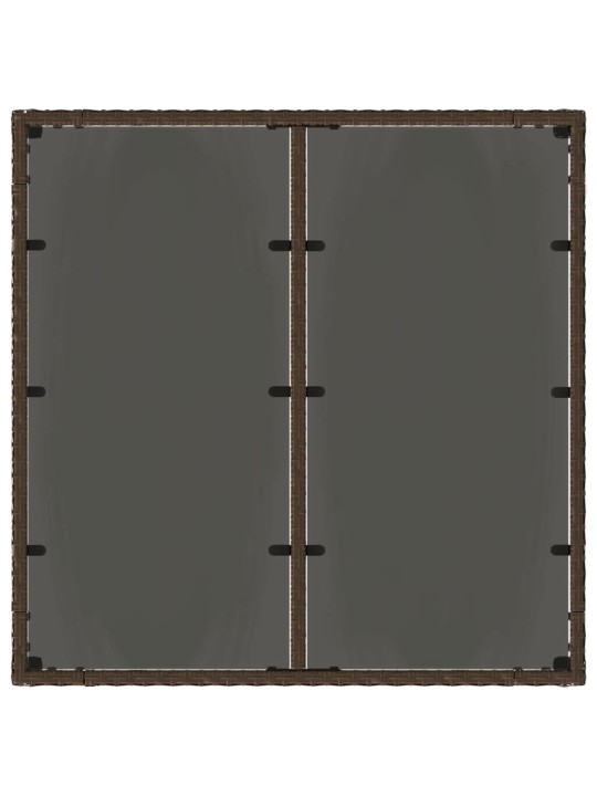 Stalas su stikliniu stalviršiu, rudas, 90x90x75cm, poliratanas