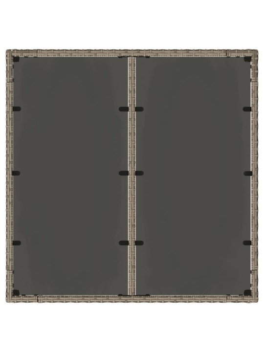 Stalas su stikliniu stalviršiu, pilkas, 90x90x75cm, poliratanas