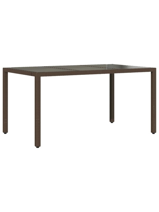 Stalas su stikliniu stalviršiu, rudas, 150x90x75cm, ratanas