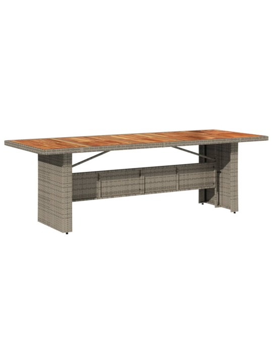 Stalas su mediniu stalviršiu, pilkas, 240x90x75cm, poliratanas