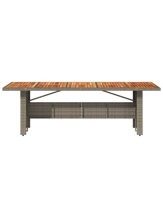 Stalas su mediniu stalviršiu, pilkas, 240x90x75cm, poliratanas