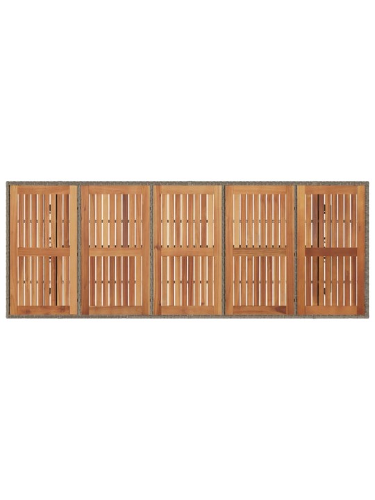 Stalas su mediniu stalviršiu, pilkas, 240x90x75cm, poliratanas