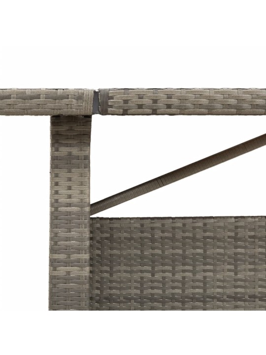 Stalas su mediniu stalviršiu, pilkas, 240x90x75cm, poliratanas