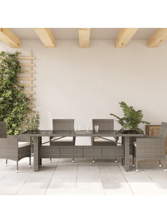 Stalas su stikliniu stalviršiu, pilkas, 240x90x75, poliratanas