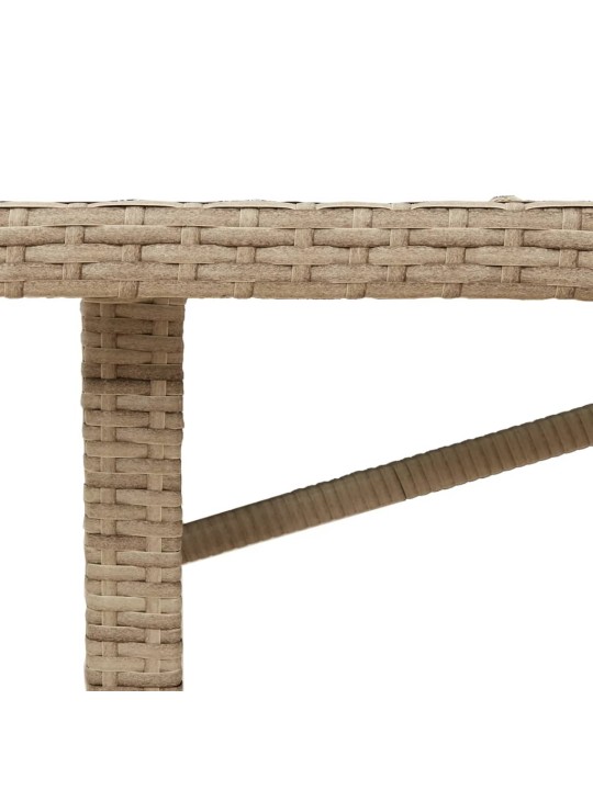 Stalas su stikliniu stalviršiu, smėlio, 190x80x75cm, PE ratanas
