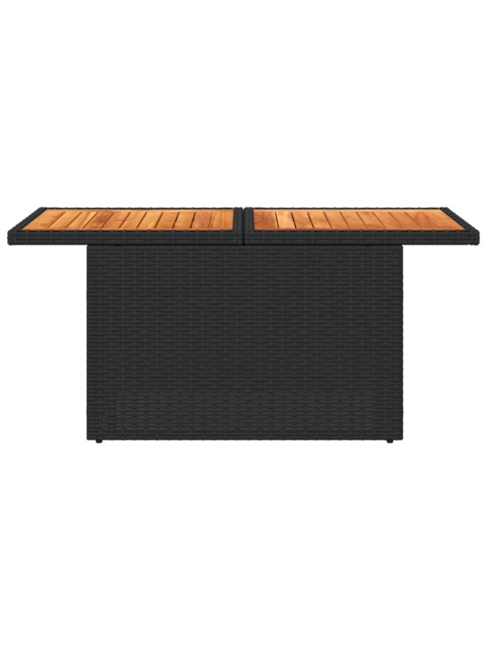 Sodo stalas, juodas, 100x55x73cm, poliratanas/akacijos mediena
