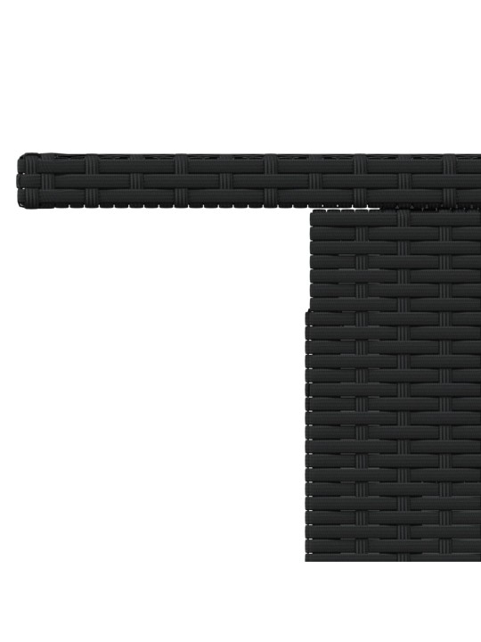Sodo stalas, juodas, 100x55x73cm, poliratanas/akacijos mediena