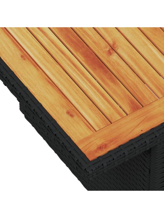 Sodo stalas, juodas, 100x55x73cm, poliratanas/akacijos mediena